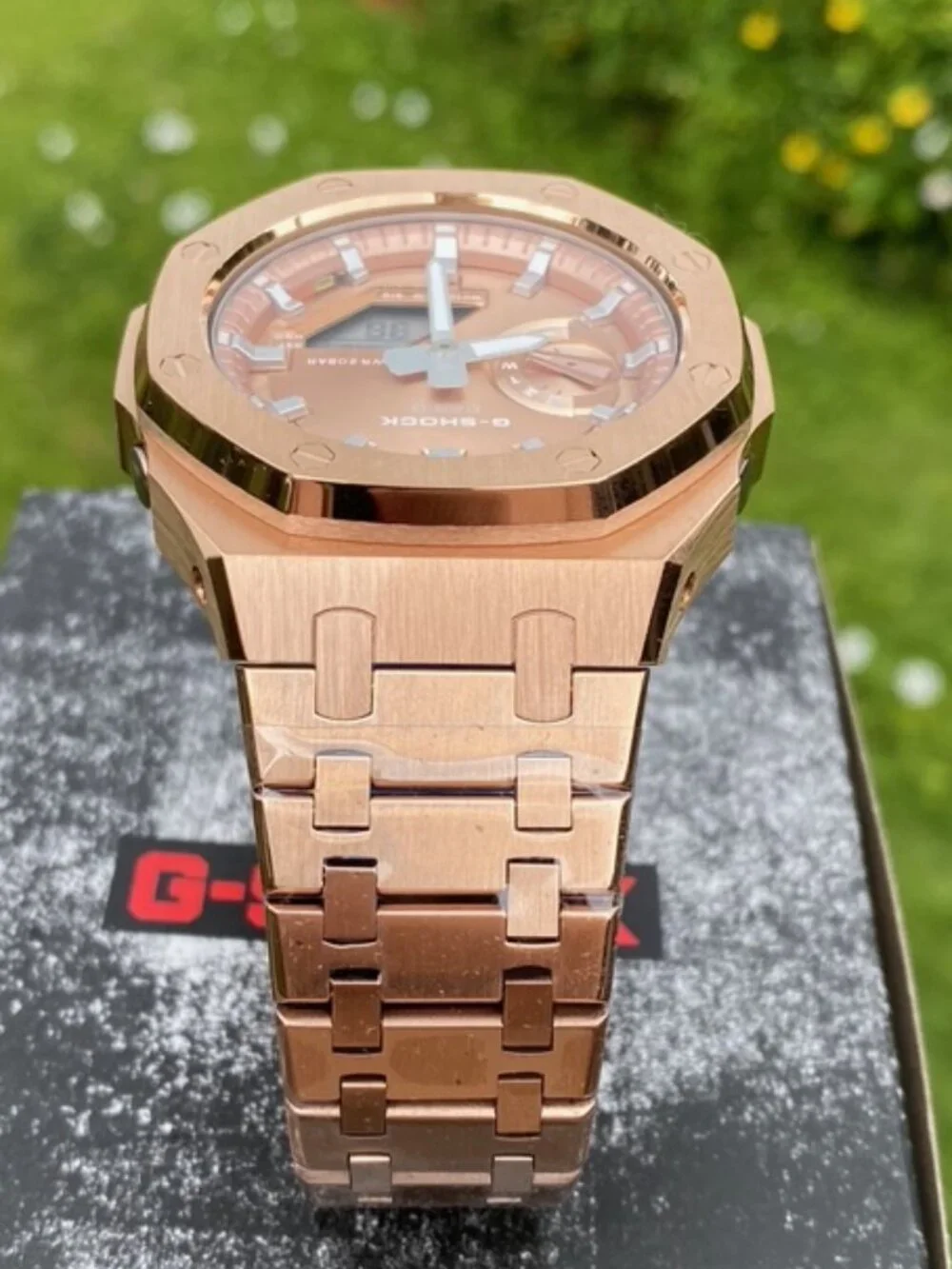 New Casio G-Shock GA2100 added Stainless Steel All Rose Gold Color MOD